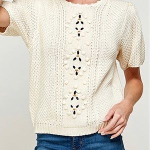 NWT Plus Size Chunky Knit Sweater - Short Puff Sleeves, Scoop Neck - Sz 2X